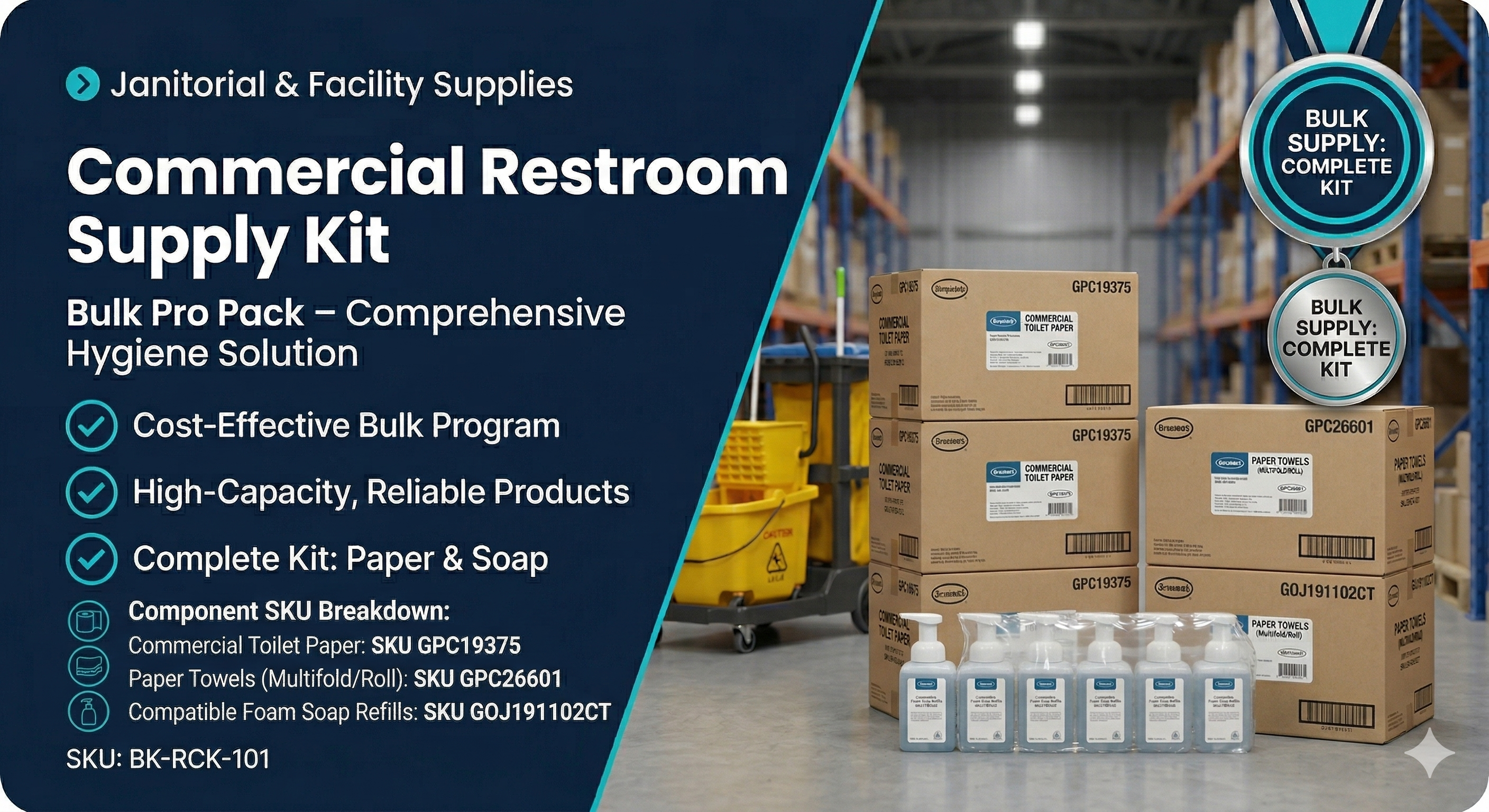 Commercial Restroom Supply Kit – Toilet Paper, Paper Towels & Foam Soap (Bulk Pro Pack – Free Shipping)