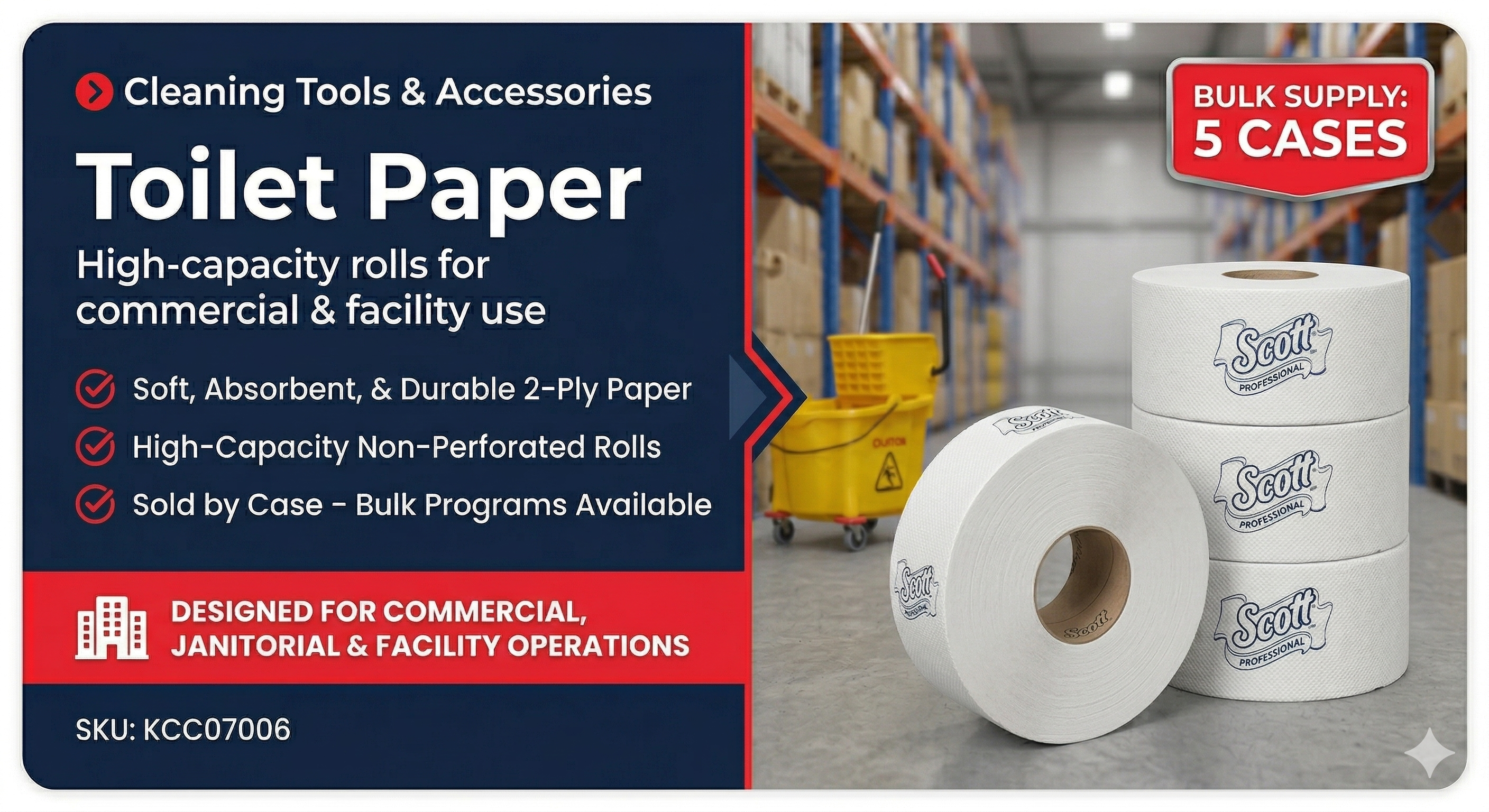 Scott Coreless Jumbo Roll Toilet Paper – 5 Case Bulk Supply for High-Traffic Facilities