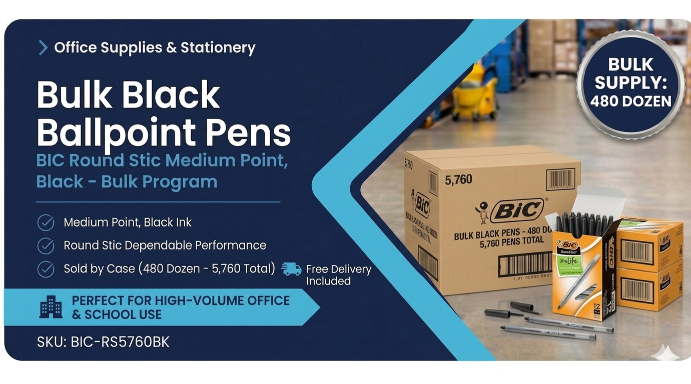 Enterprise Writing Supply Program™ | BIC Round Stic Black Ballpoint Pens