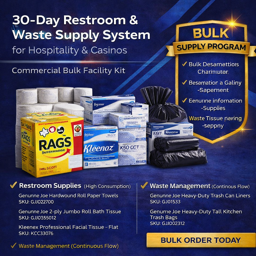 CASINOCORE™ Restroom & Waste Continuity System | 30-Day Hospitality Supply Program