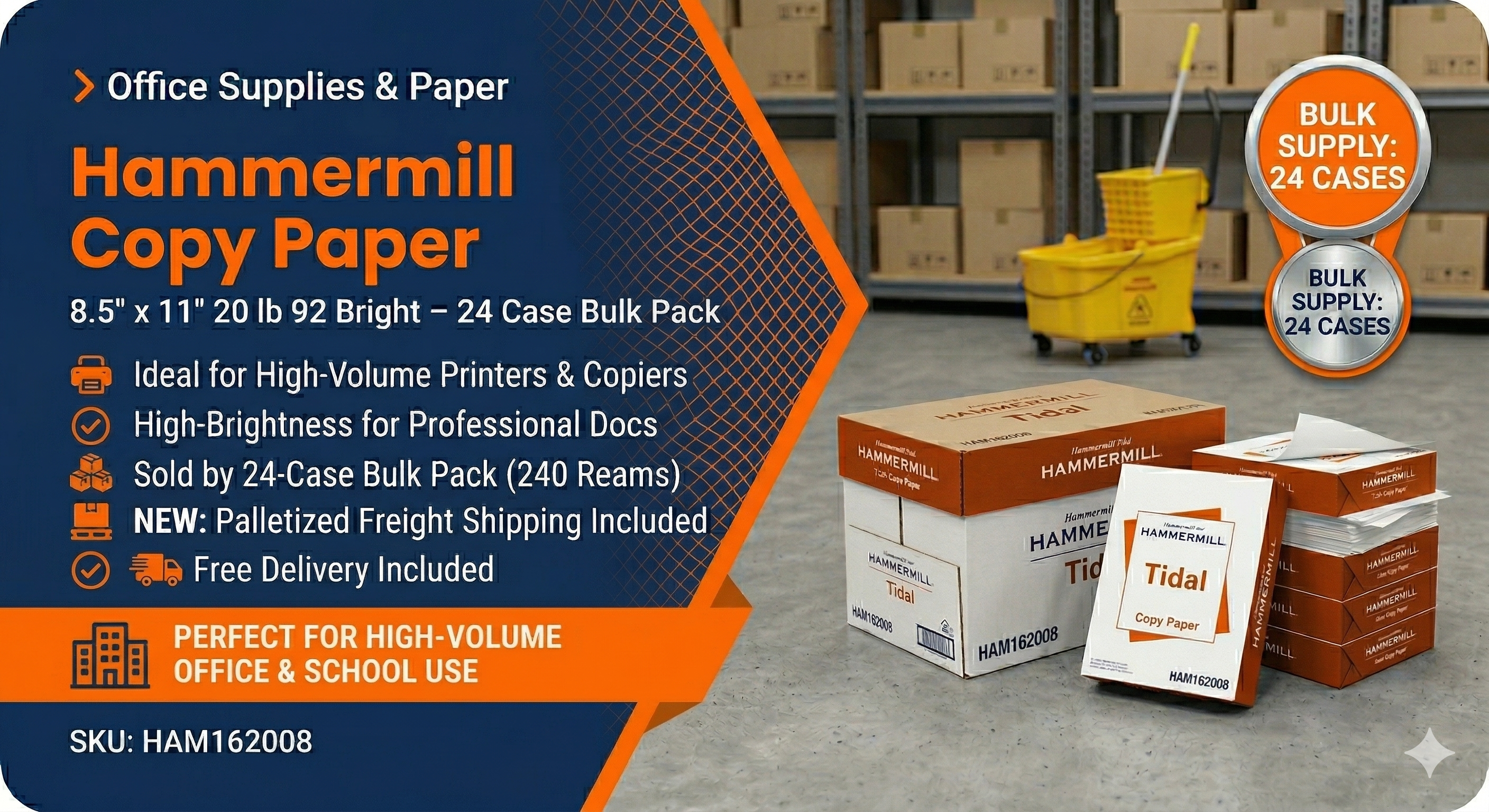 Hammermill Copy Paper 8.5" x 11" 20 lb 92 Bright – 24 Case Bulk Pack (240 Reams) | Wholesale Office & School Supply. 🚚 Free Delivery Included
