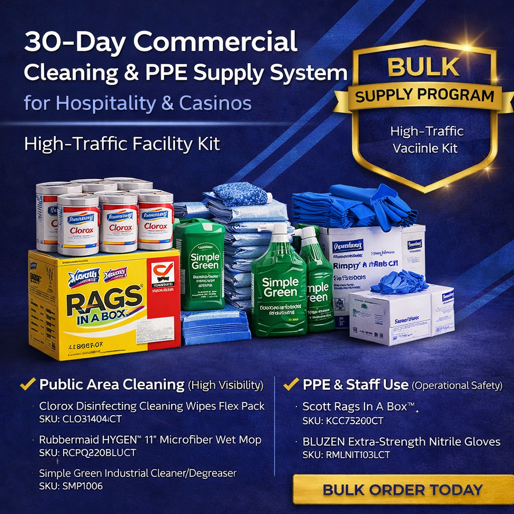 30-Day Commercial Cleaning & PPE Supply System for Hospitality & Casinos