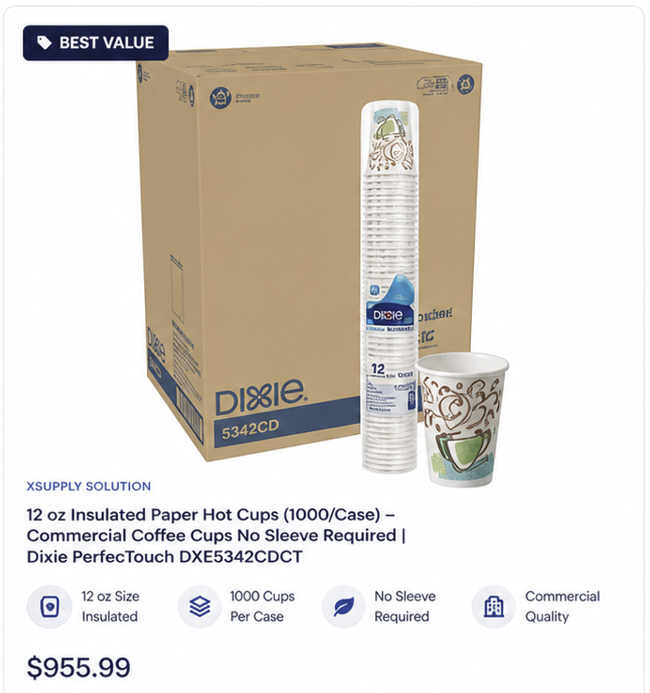 Workplace Beverage Service Cups – Insulated Breakroom Operations Supply