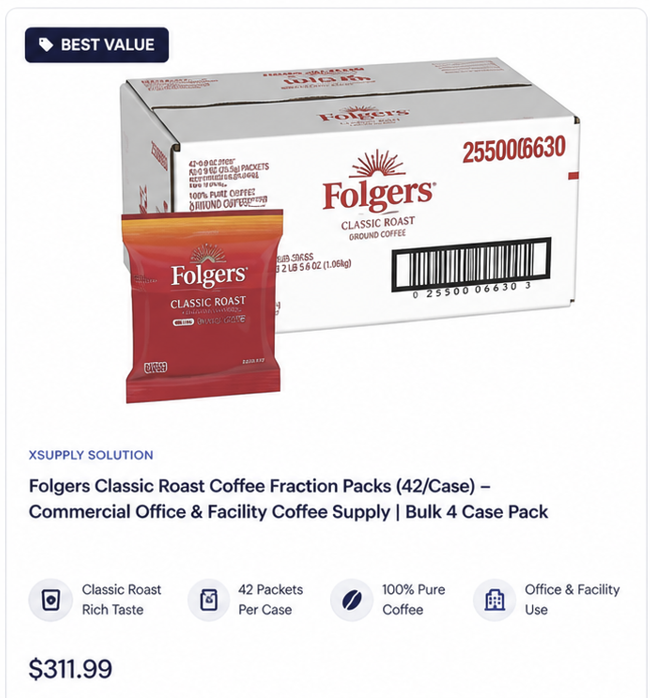 Breakroom Supply Continuity Program – Coffee Essentials | 4 Case Pack
